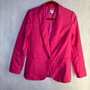 J. CREW RE-IMAGINED COLLECTION PINK LINEN BLAZER JACKET WOMENS SIZE 6 colorful